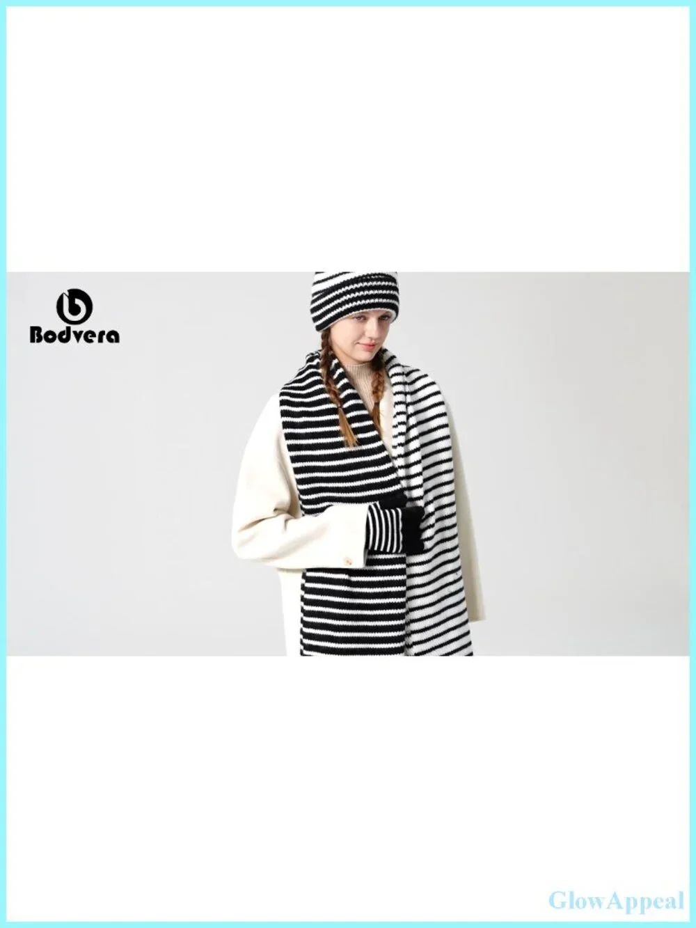 Acrylic Winter Hat Scarf Gloves Set for Women Touchscreen Knit Pompom Beanie